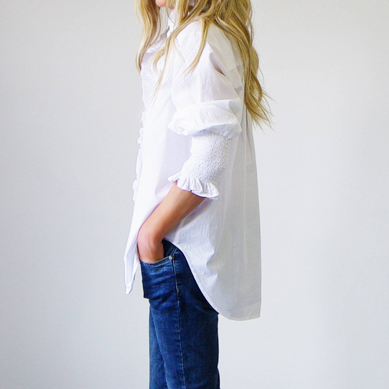 Poppy White Cotton Poplin Shirt - Next Delivery Jan/Feb