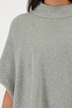 Monari Cape knit with sequin detail - sage