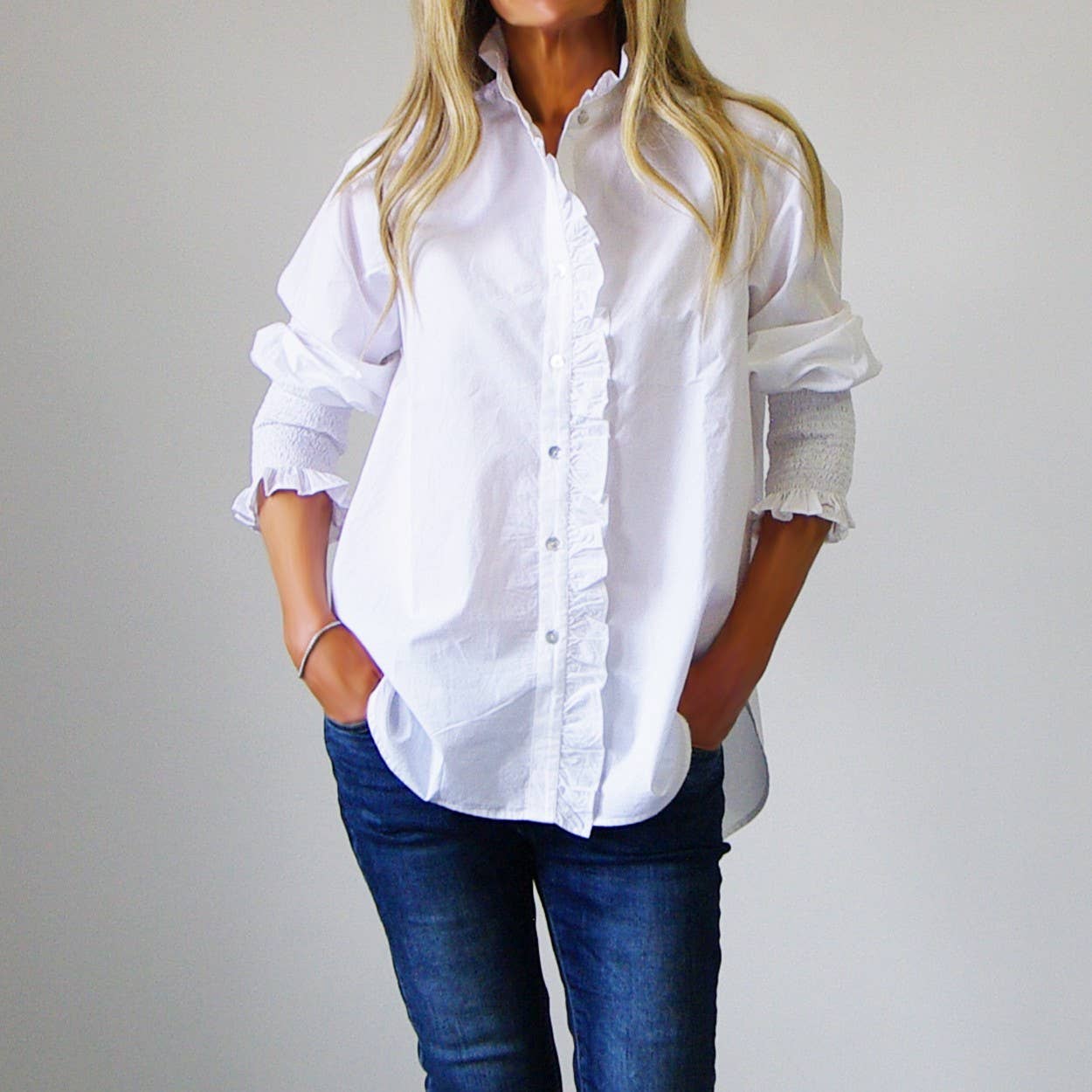 Poppy White Cotton Poplin Shirt - Next Delivery Jan/Feb