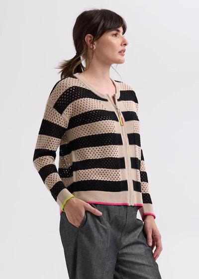 Zaket & Plover - Navy and white zip knit