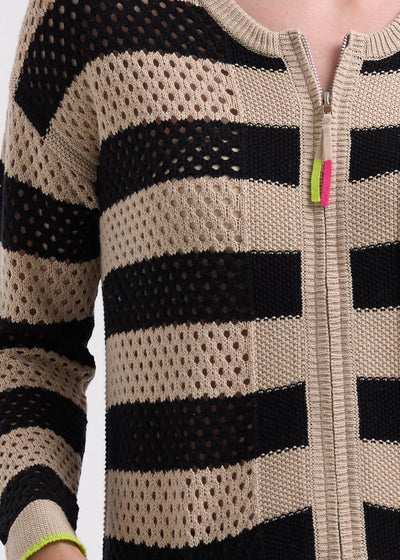 Zaket & Plover - Navy and white zip knit