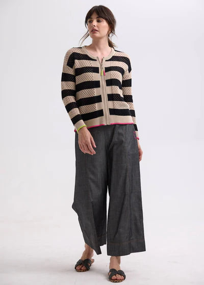 Zaket & Plover - Navy and white zip knit