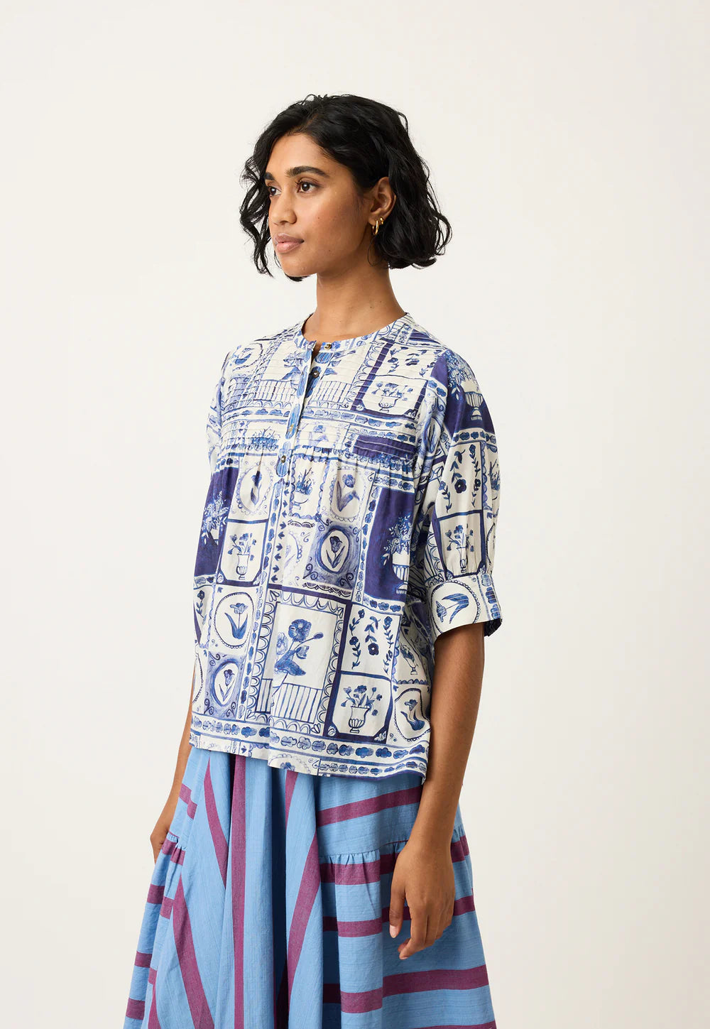 Nancybird Gwen Blouse - Lyon Tile