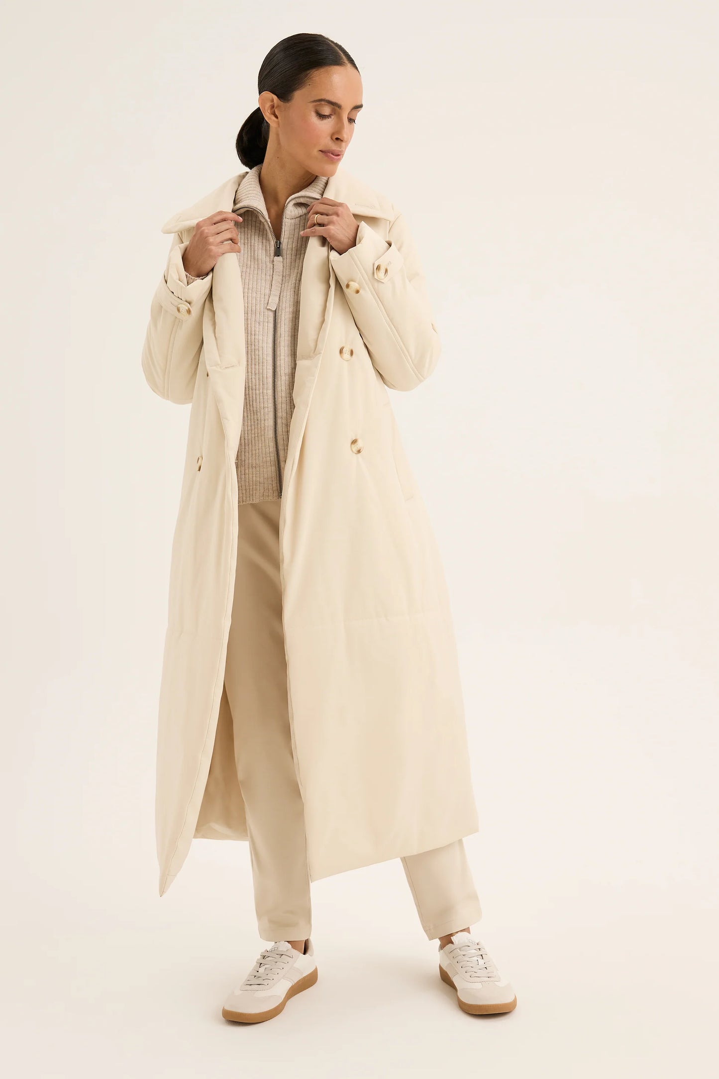 Yarra Trail Ochre Puffer Coat in Oat