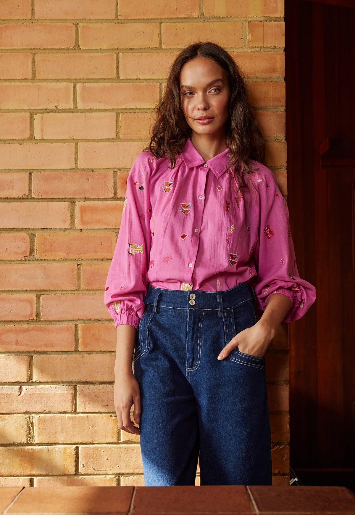 Nancybird Elena shirt - Garden party pink