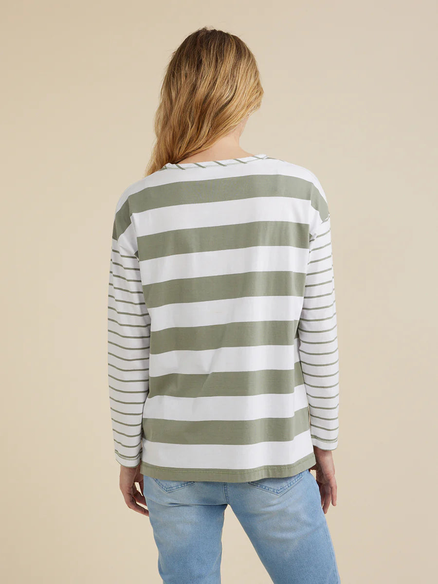 Yarra Trail Stripe Tee Green