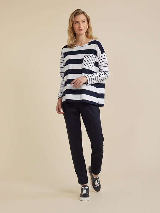 Yarra Trail Stripe Tee Navy