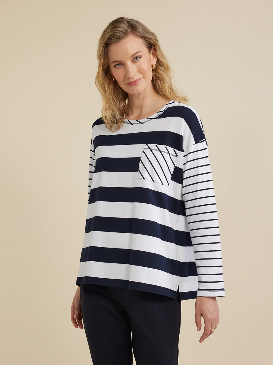 Yarra Trail Stripe Tee Navy