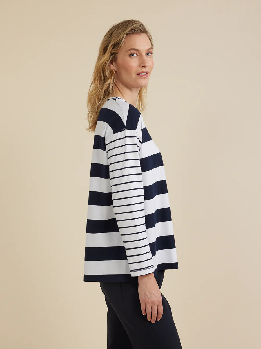 Yarra Trail Stripe Tee Navy