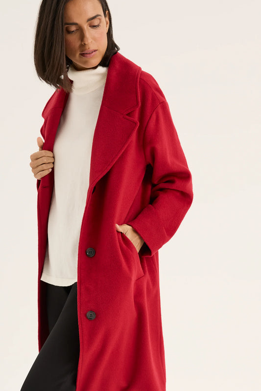 Yarra Trail Ember Coat in Scarlet