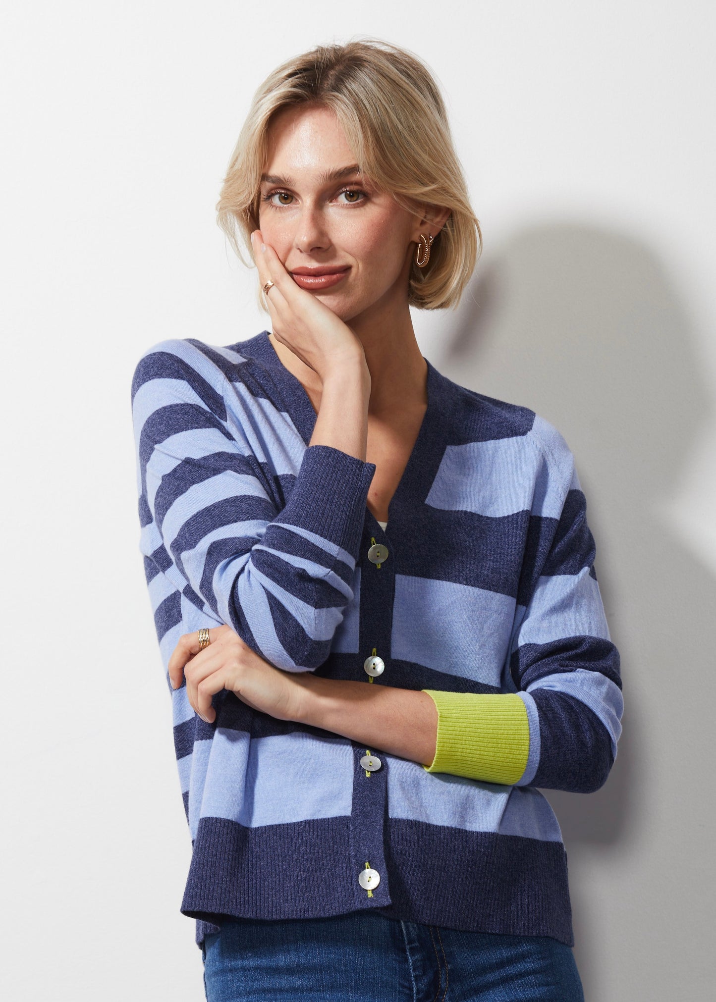 Z&P Multi Striped Cardigan - Denim