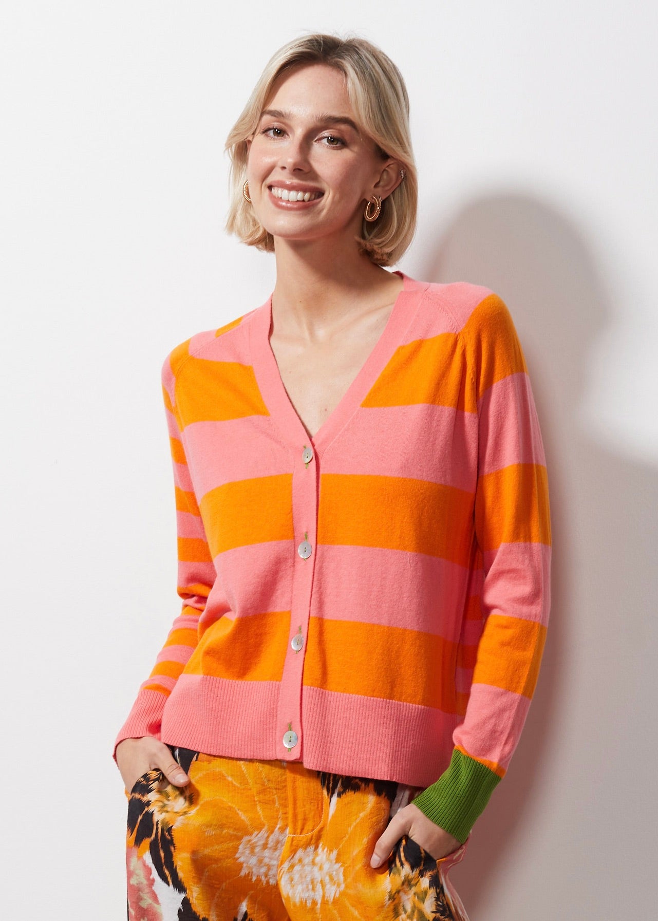 Z&P Multi Striped Cardi - Flamingo