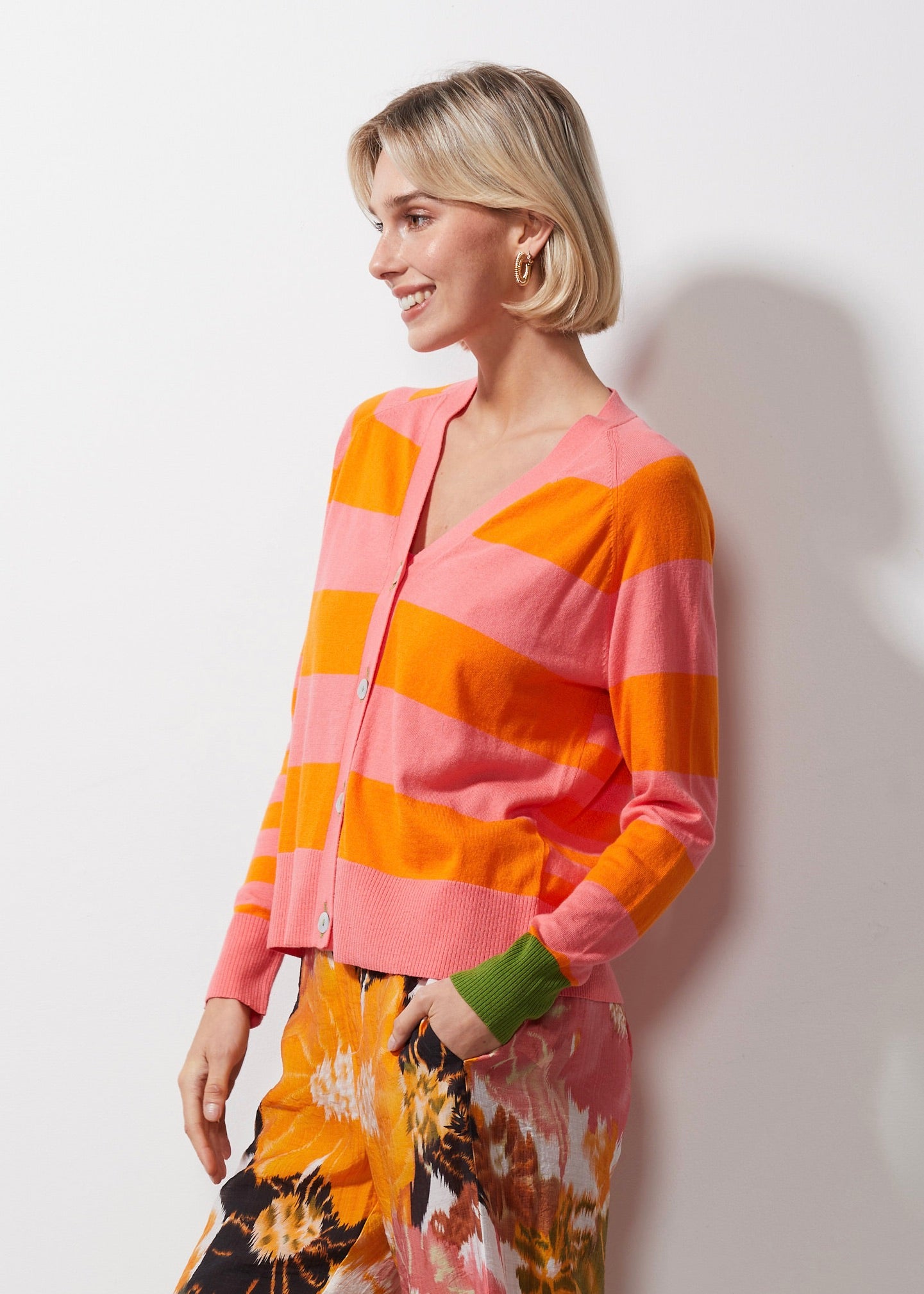 Z&P Multi Striped Cardi - Flamingo