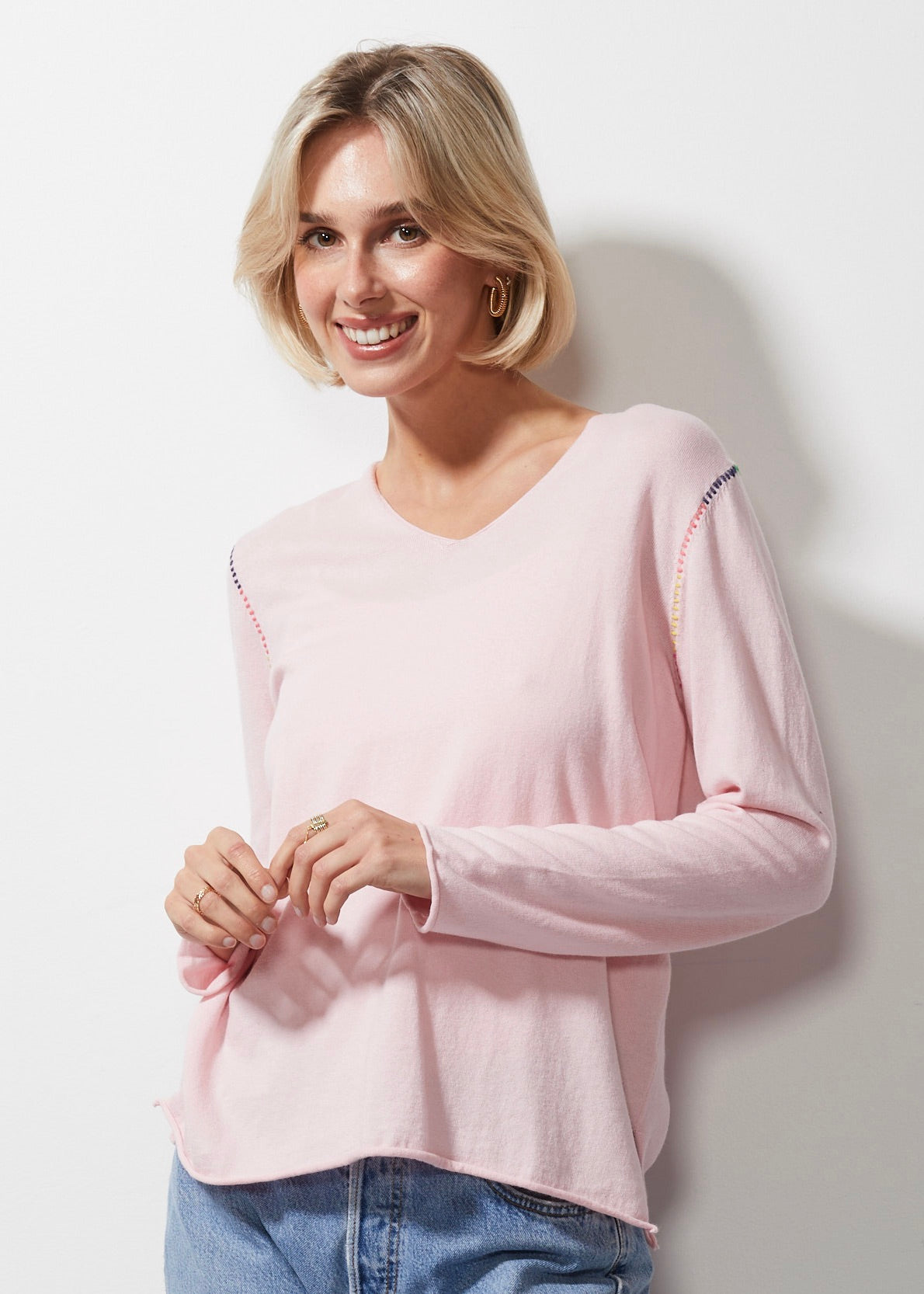 Z&P V Stitch Jumper - Pink