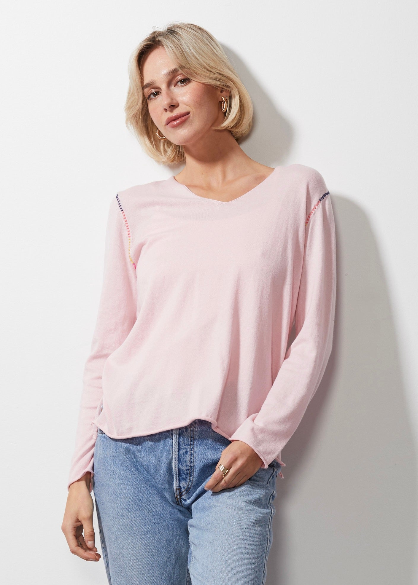 Z&P V Stitch Jumper - Pink