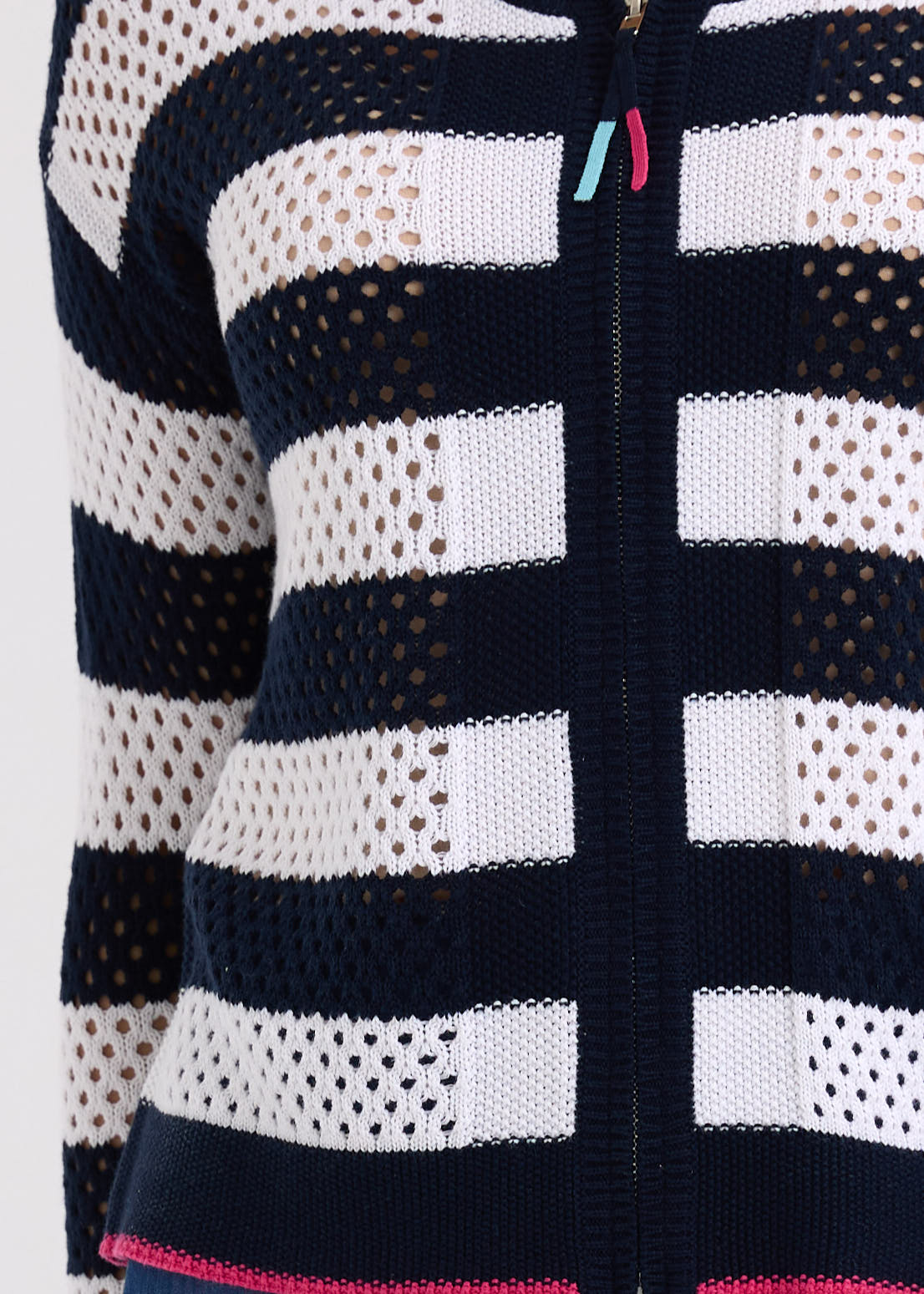 Zaket & Plover - Navy and white zip knit