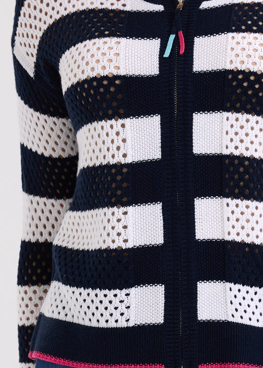 Zaket & Plover - Navy and white zip knit
