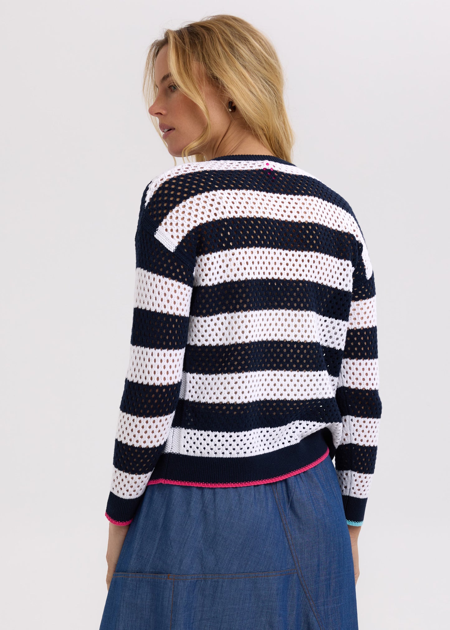 Zaket & Plover - Navy and white zip knit