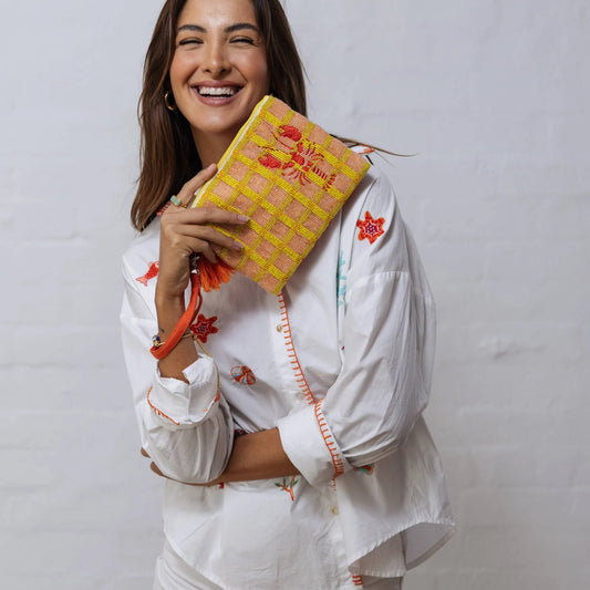 Zoda beaded lobster clutch
